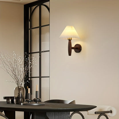 Nordic Wooden Pleated Shade Wall Sconce
