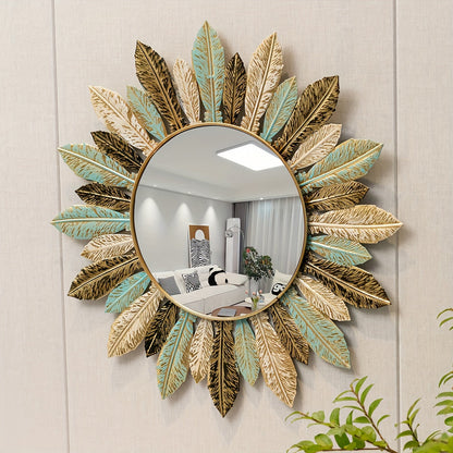 Sunburst Teal and Gold Mirror