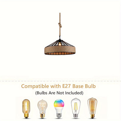 Rustic Hemp Rope Farmhouse Pendant Light