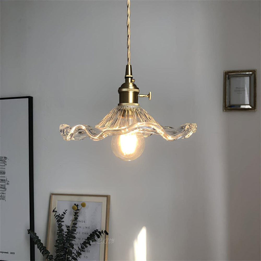 Flower Glass & Brass Mini Pendant Light