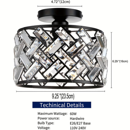 Modern Crystal Semi-Flush Ceiling Light
