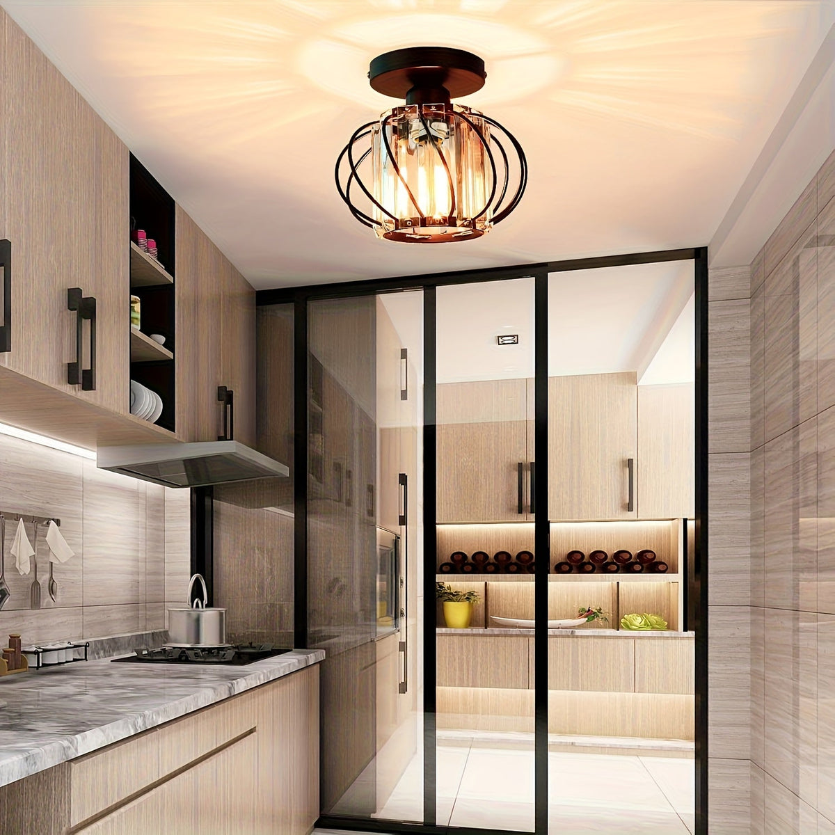 Industrial Cage Semi-Flush Ceiling Light