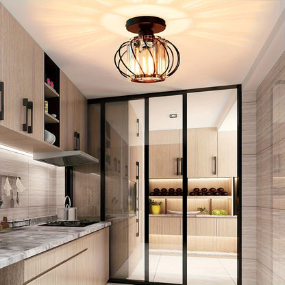 Industrial Cage Semi-Flush Ceiling Light