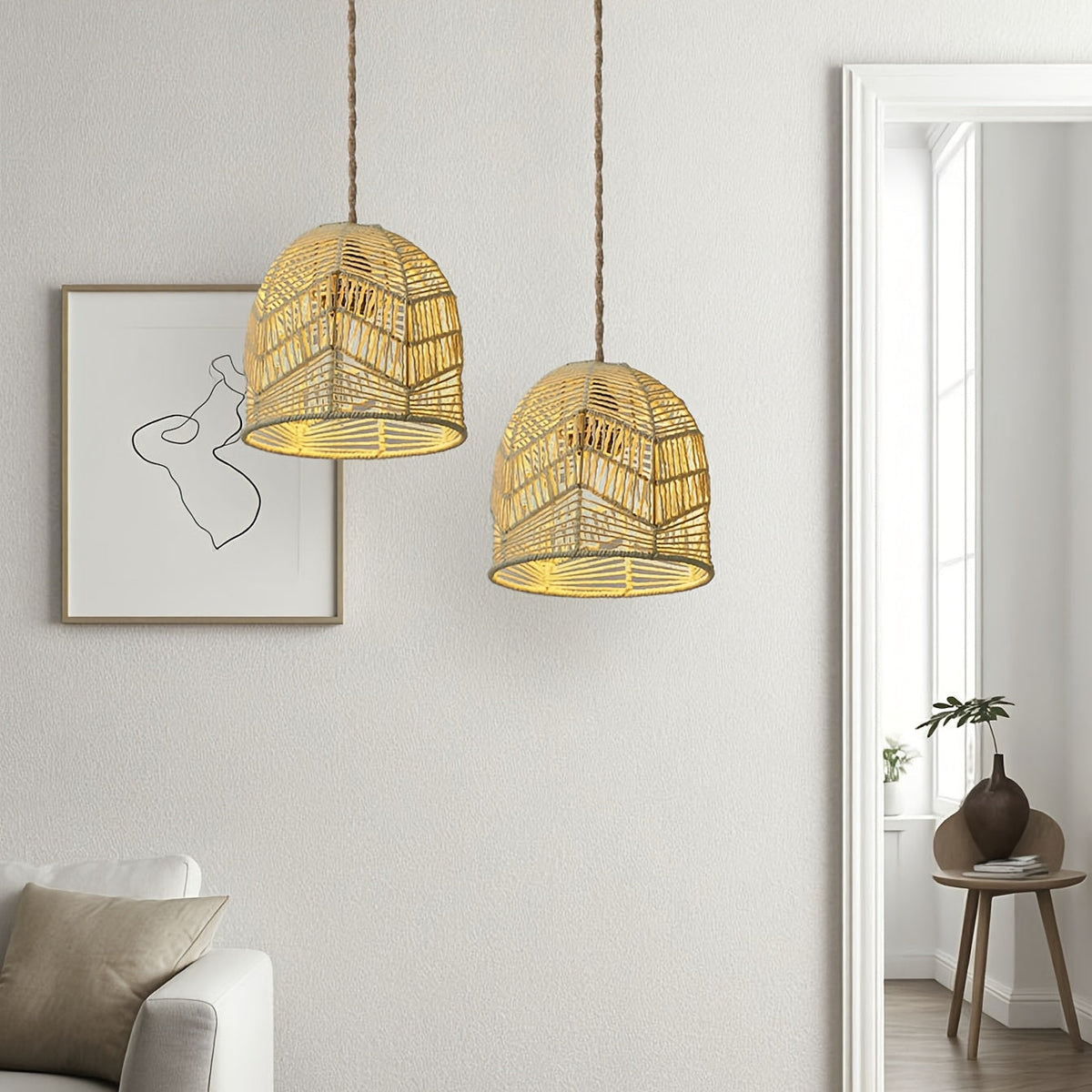 Handwoven Rope Farmhouse Pendant Shade