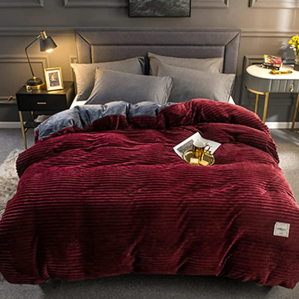 Plush Winter Duvet Cover Set - Soft Fleece Bedding with 2 Pillowcases, Single to Super King (59x79 to 87x94 in)