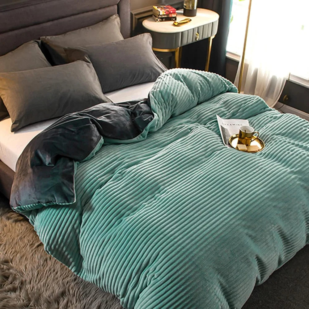 Plush Winter Duvet Cover Set - Soft Fleece Bedding with 2 Pillowcases, Single to Super King (59x79 to 87x94 in)