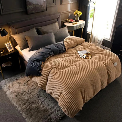 Plush Winter Duvet Cover Set - Soft Fleece Bedding with 2 Pillowcases, Single to Super King (59x79 to 87x94 in)