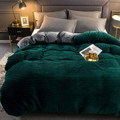 Plush Winter Duvet Cover Set - Soft Fleece Bedding with 2 Pillowcases, Single to Super King (59x79 to 87x94 in)