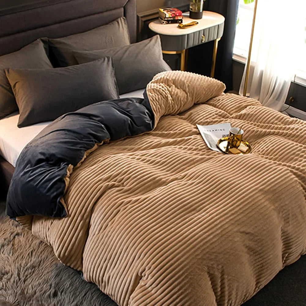 Plush Winter Duvet Cover Set - Soft Fleece Bedding with 2 Pillowcases, Single to Super King (59x79 to 87x94 in)
