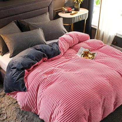 Plush Winter Duvet Cover Set - Soft Fleece Bedding with 2 Pillowcases, Single to Super King (59x79 to 87x94 in)