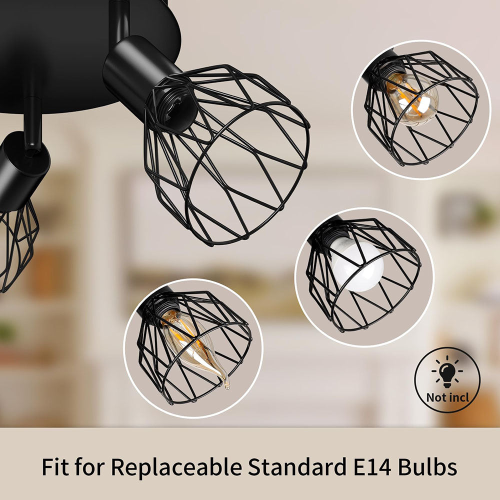 Industrial Adjustable Black Ceiling Spotlight