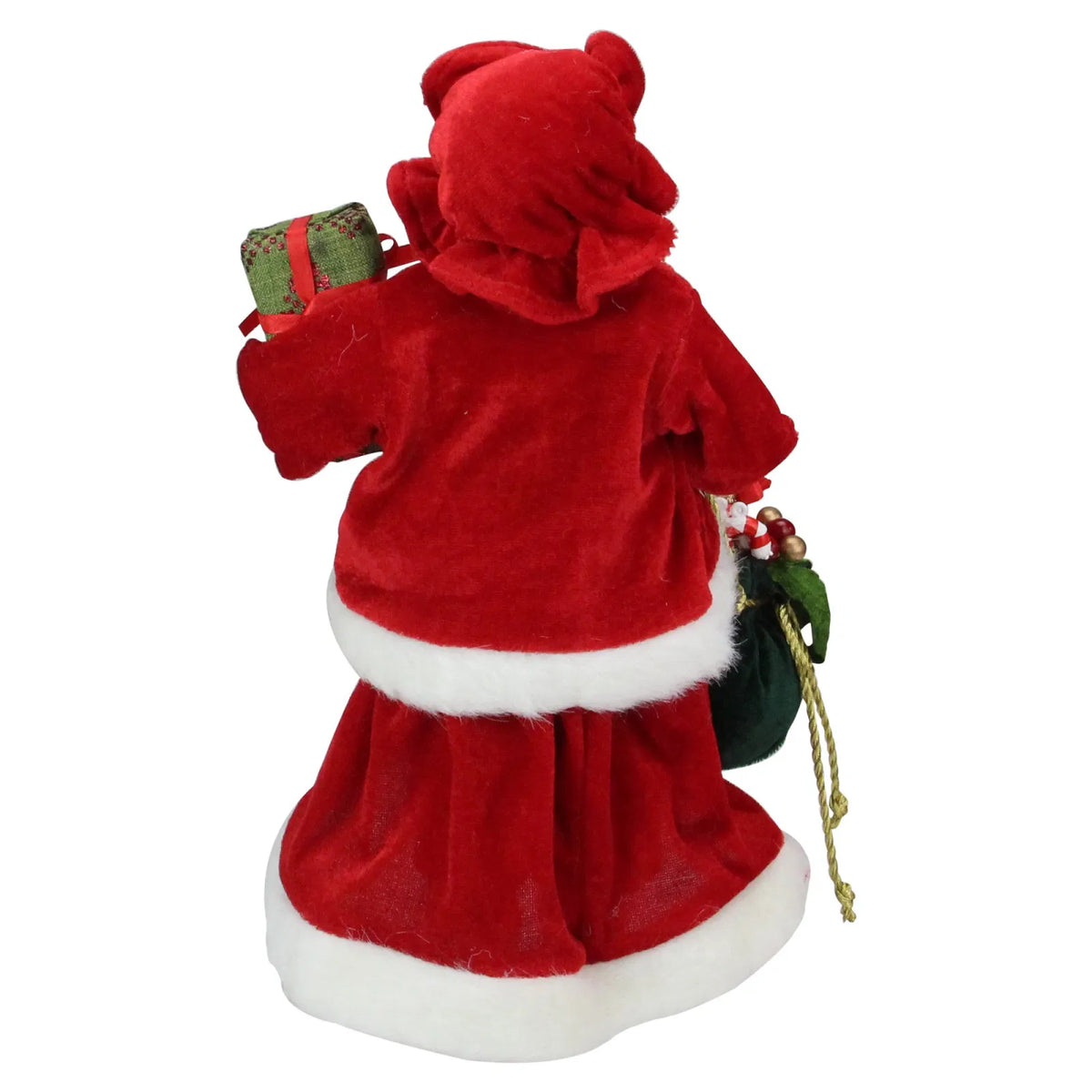 12 inch Mrs. Claus Christmas figure holding a gift and bag