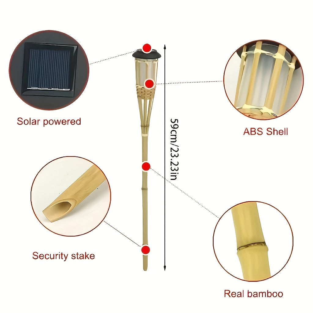 Solar Bamboo Flame Garden Lanterns (2-Pack)