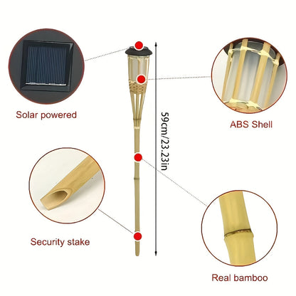 Solar Bamboo Flame Garden Lanterns (2-Pack)
