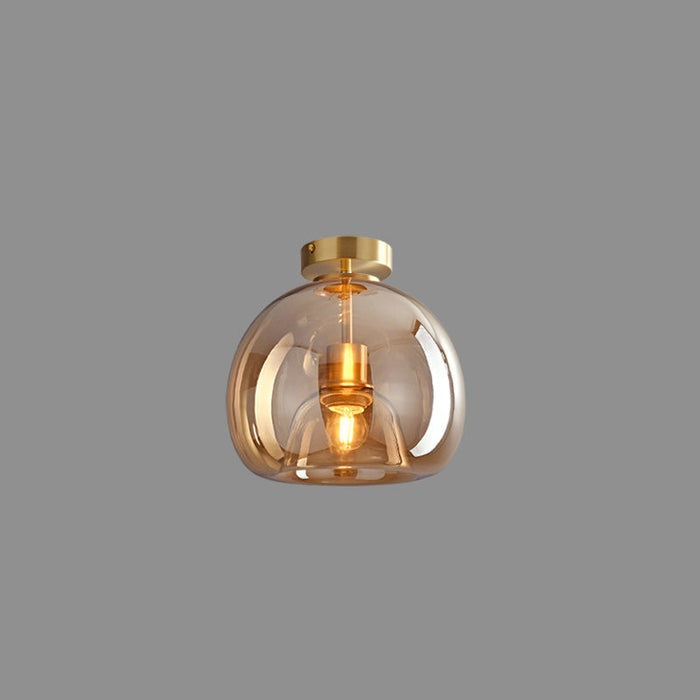Vintage Amber Bubble Glass Pendant Light
