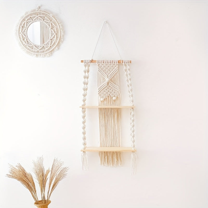 2-Tier Macrame Wall Shelf