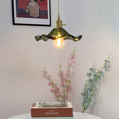 Flower Glass & Brass Mini Pendant Light