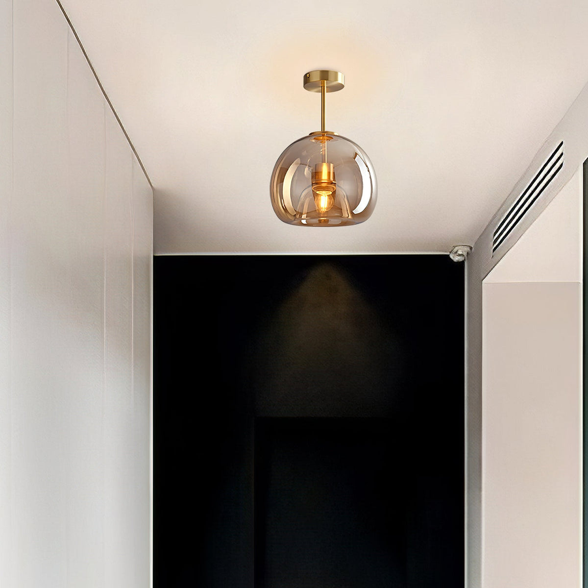 Vintage Amber Bubble Glass Pendant Light