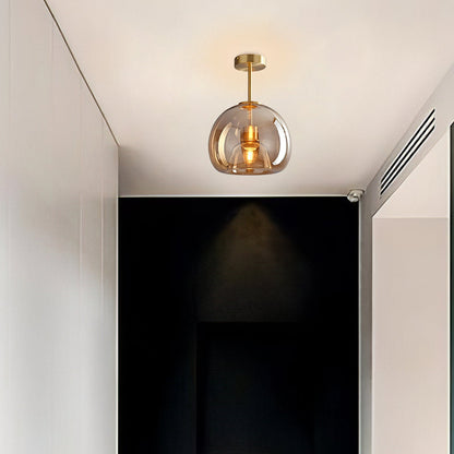 Vintage Amber Bubble Glass Pendant Light