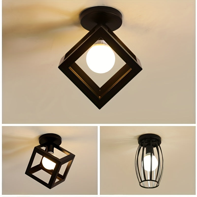 Geometric Cube Semi-Flush Ceiling Light