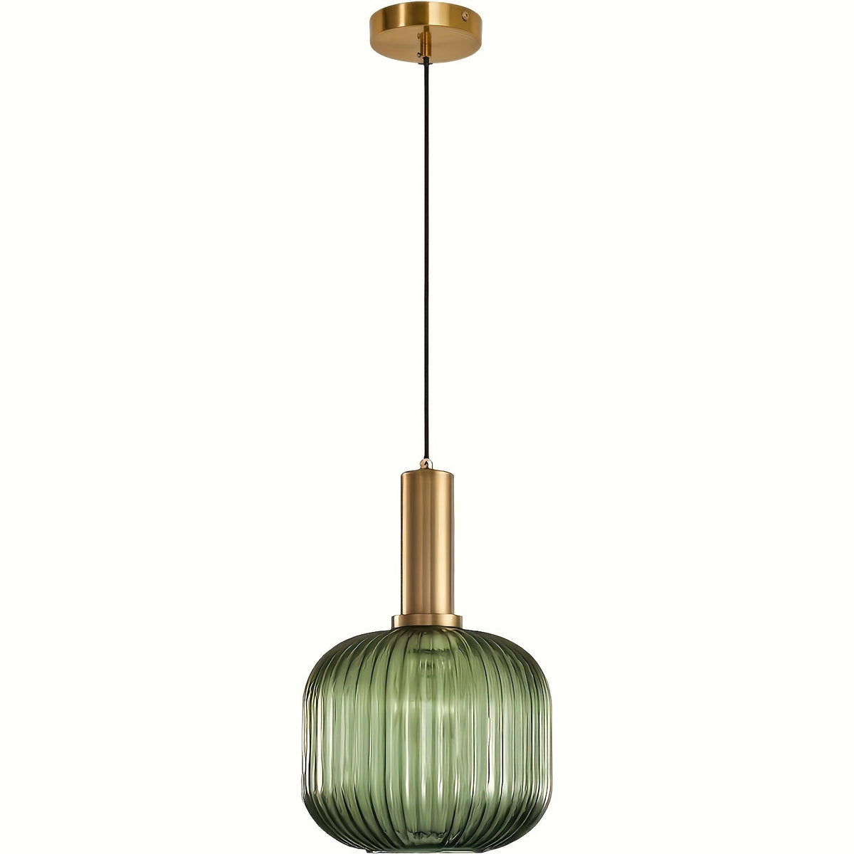 Ribbed Glass Brass Pendant