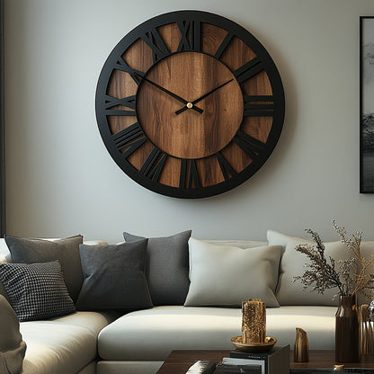 Vintage Roman Numeral Wooden Wall Clock