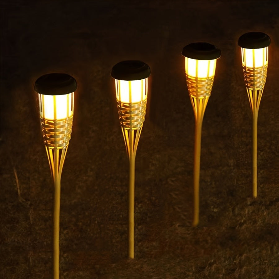 Solar Bamboo Flame Garden Lanterns (2-Pack)