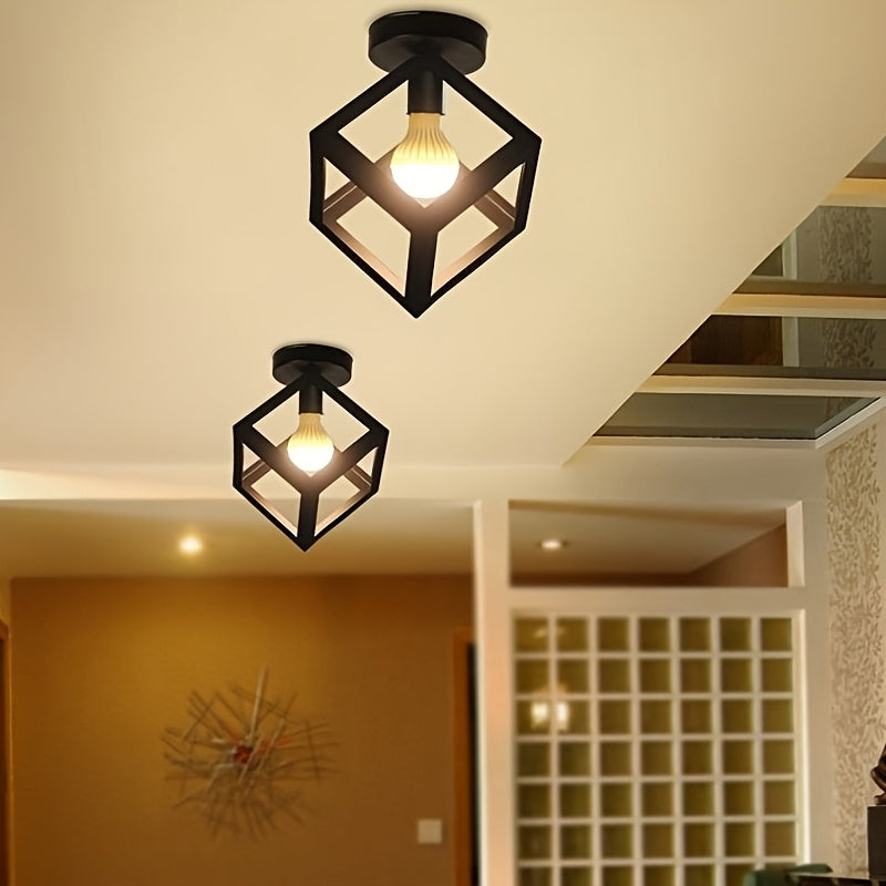 Geometric Cube Semi-Flush Ceiling Light