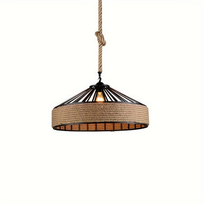 Rustic Hemp Rope Farmhouse Pendant Light
