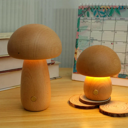 Portobello Wooden Mushroom Night Light