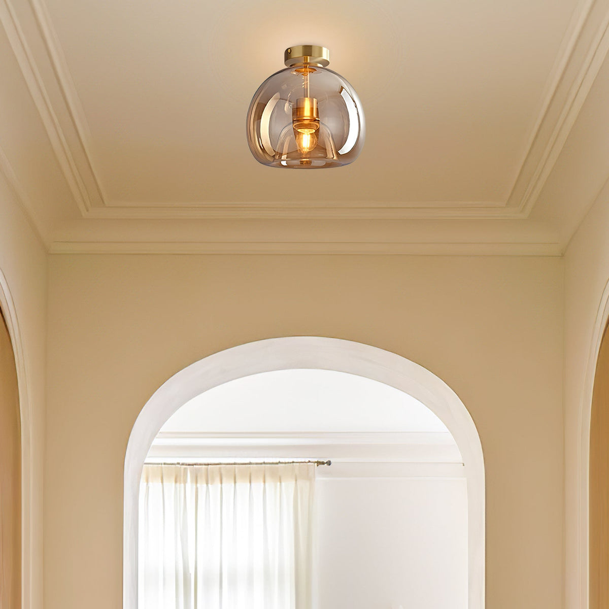 Vintage Amber Bubble Glass Pendant Light