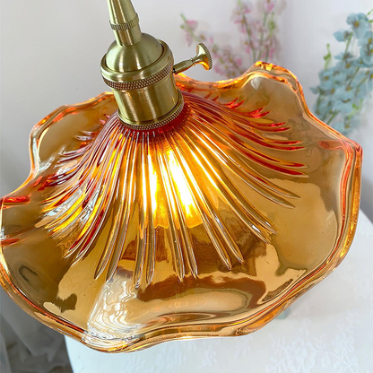 Flower Glass & Brass Mini Pendant Light