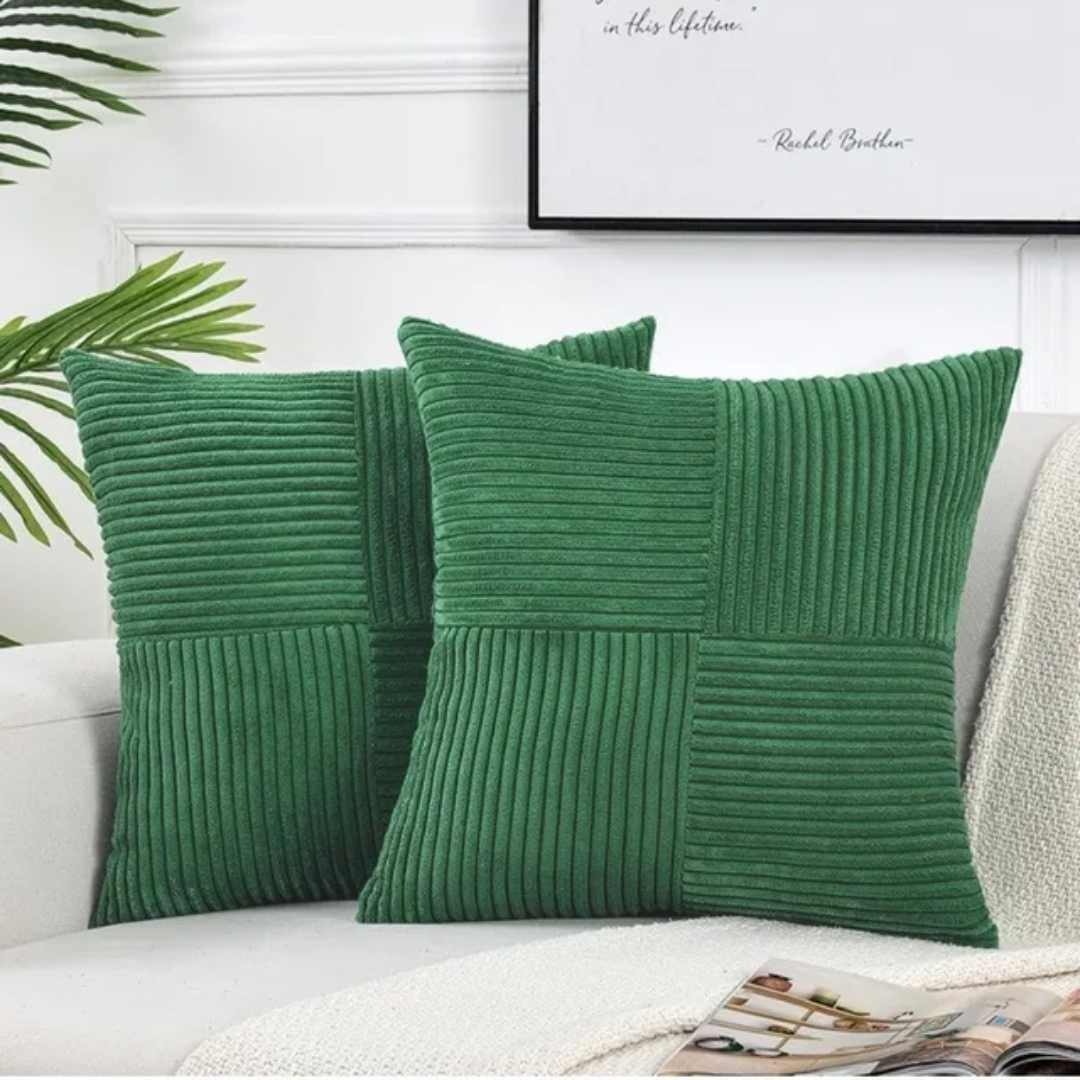 Cozy Crest Striped Corduroy Cushion Covers - Ribbed Throw Pillow Covers for Sofa & Bed, 9 Colors, Autumn Home Decor