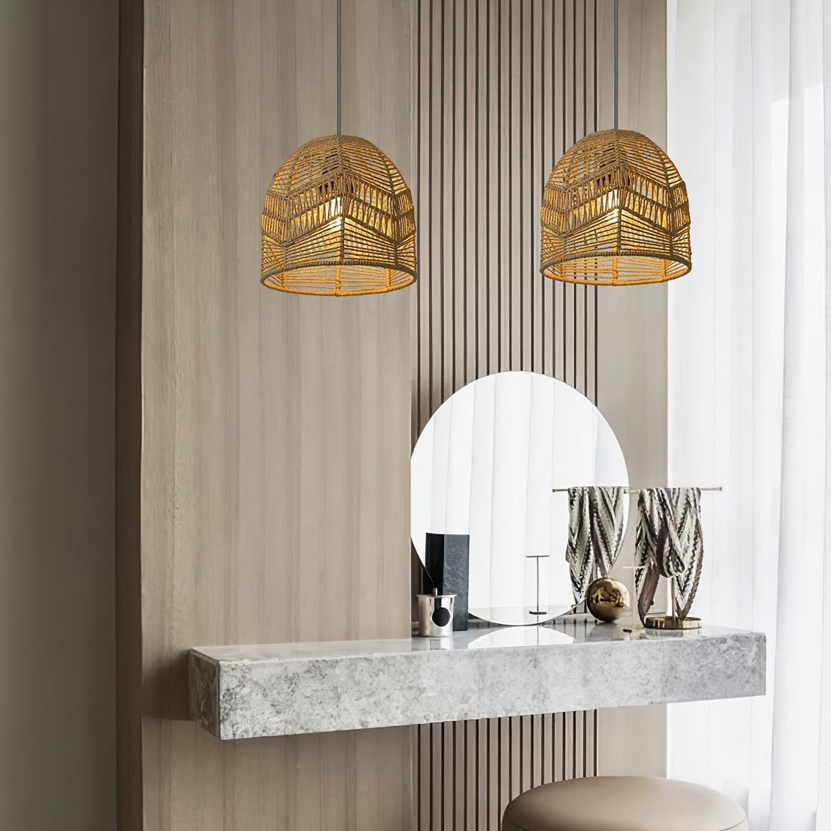 Handwoven Rope Farmhouse Pendant Shade