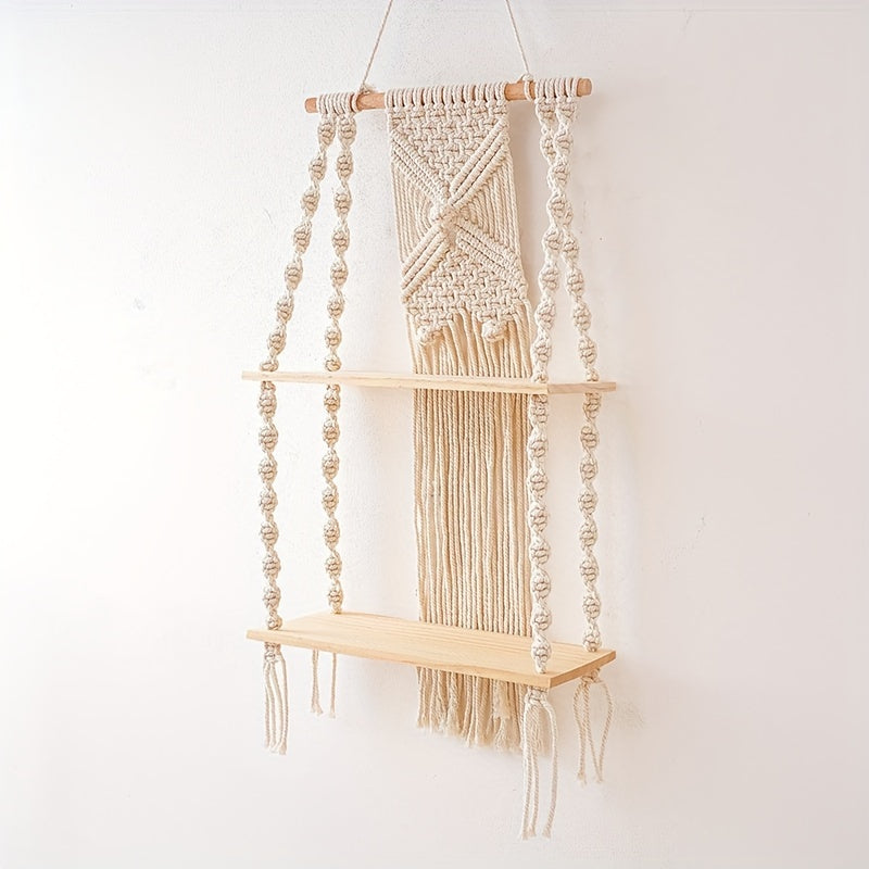 2-Tier Macrame Wall Shelf