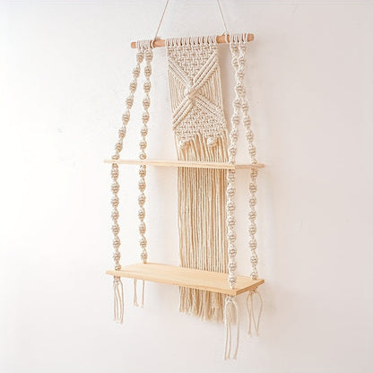 2-Tier Macrame Wall Shelf