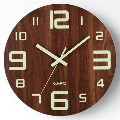 Walnut Luminous Silent Wall Clock