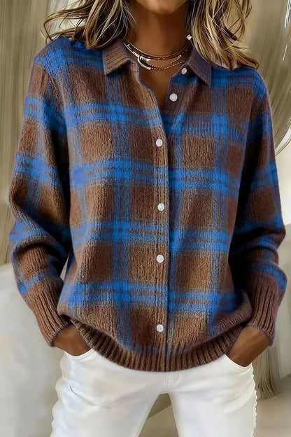 Oversized button-front cardigan in dark brown