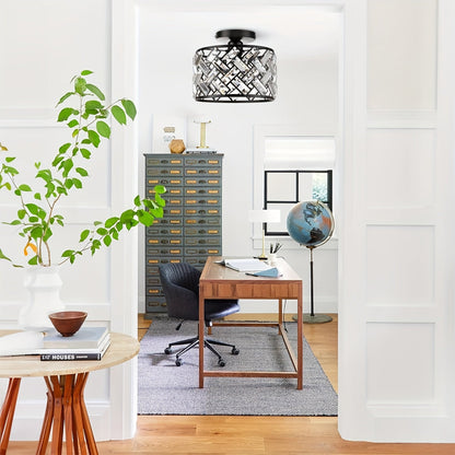 Modern Crystal Semi-Flush Ceiling Light
