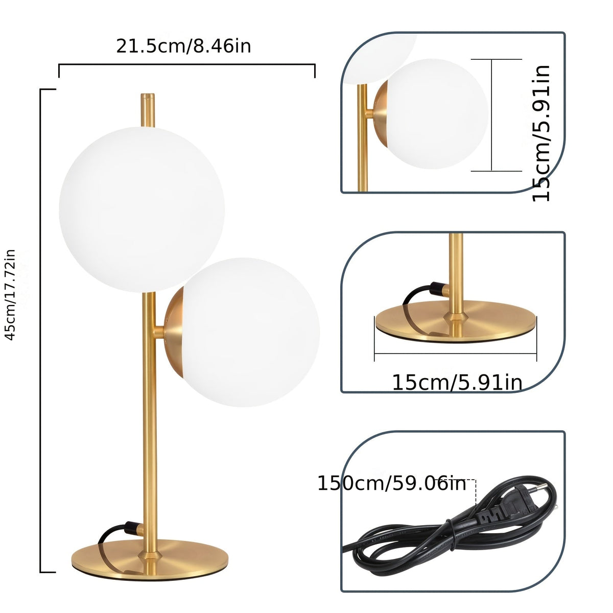 Golden Glass Globe Table Lamp