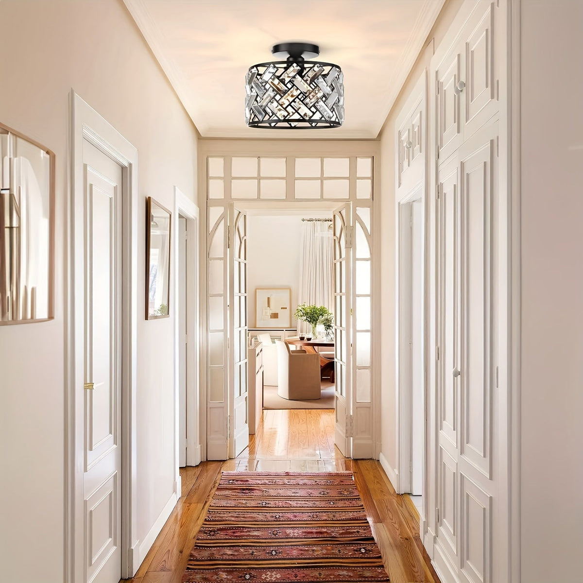 Modern Crystal Semi-Flush Ceiling Light