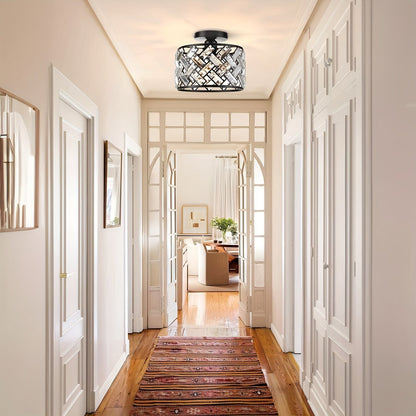 Modern Crystal Semi-Flush Ceiling Light