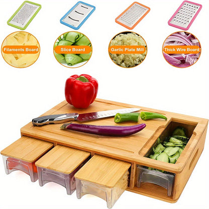 Bamboo Board with Trays and Graters