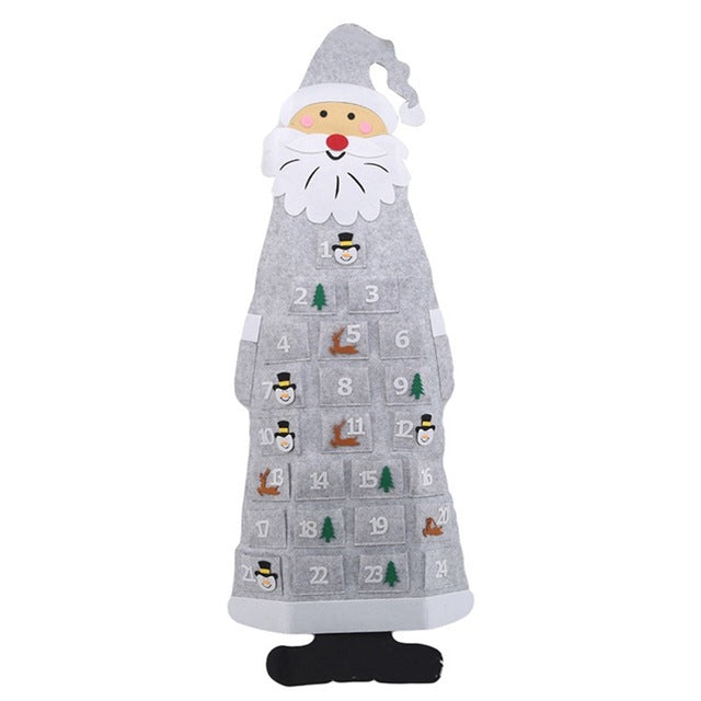 Grey felt Santa advent calendar with 24 numbered pockets