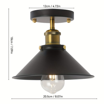 Industrial Black Semi-Flush Ceiling Light
