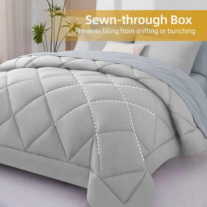 7-Piece Quilted Comforter Bed in a Bag Set - Heather Gray