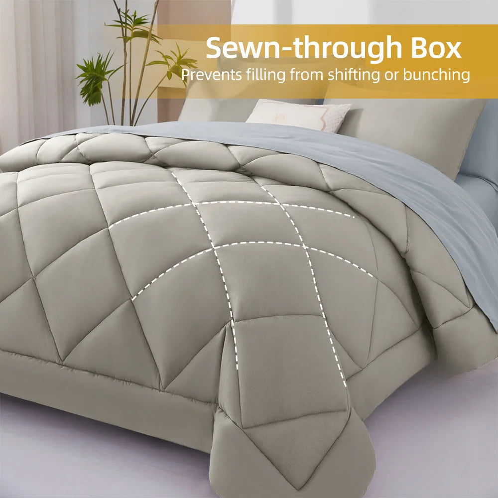 7-Piece Quilted Comforter Bed in a Bag Set - Wheat