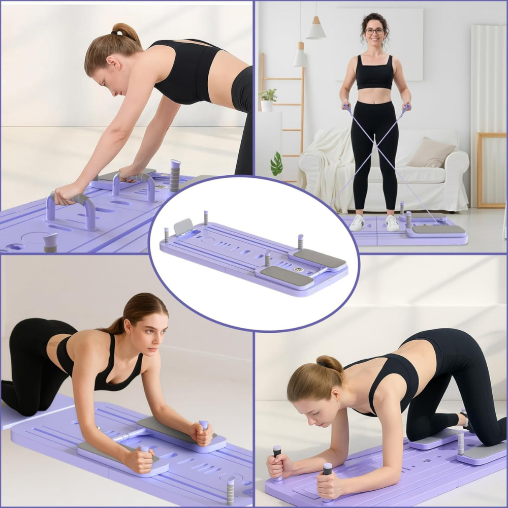 Folding Pilates Board with Resistance Cables