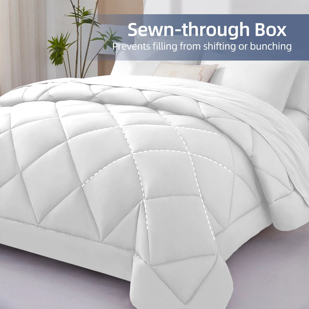 7-Piece Quilted Comforter Bed in a Bag Set - White