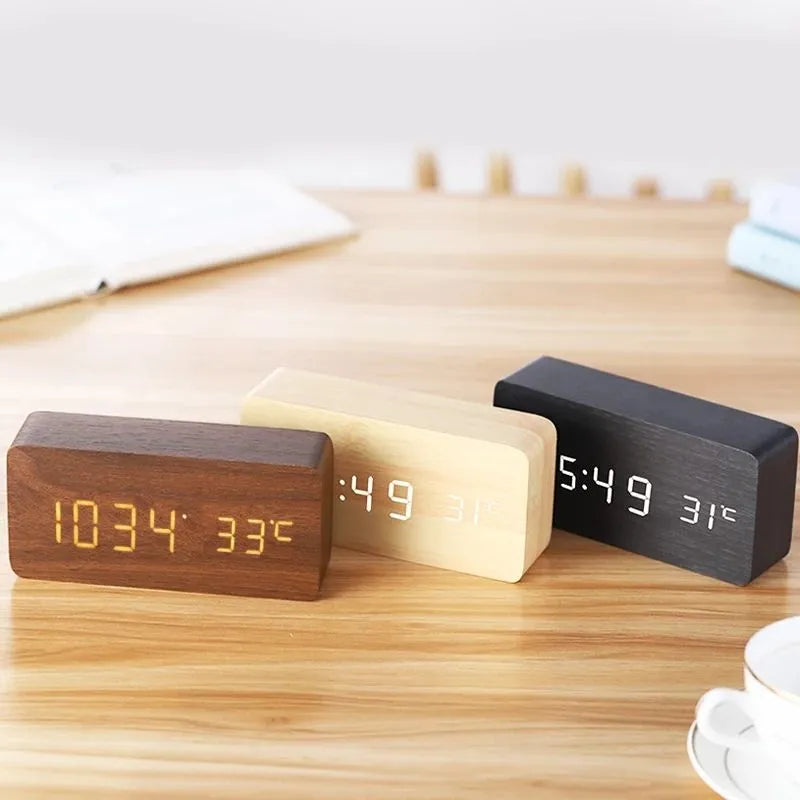 Wood LED Digital Alarm Clock
